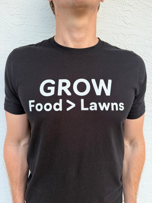 100% Cotton Grow Food > Lawns Black T-Shirt