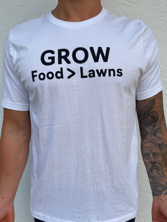 100% Cotton Grow Food > Lawns White T-Shirt